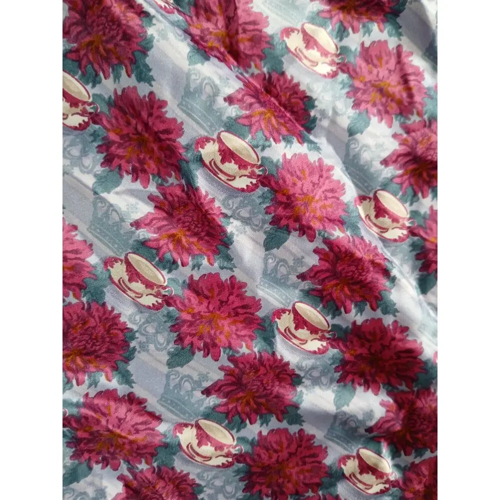 Izzy & Liv Bridgerton Poly Satin Scarf 35x70 NWT Floral Blue Pink Hair Neck